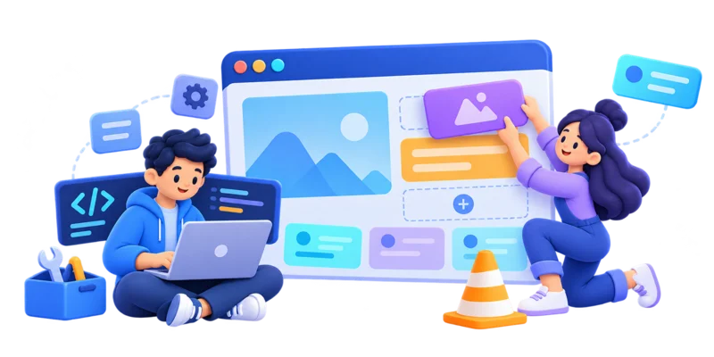 A programmer and a designer building the Custeleport website together.